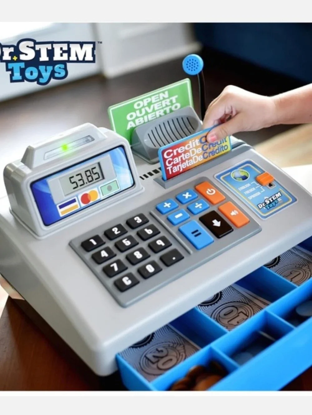 New Dr. Stem Toys Talking Cash Register Toy - Silver, Blue, Black